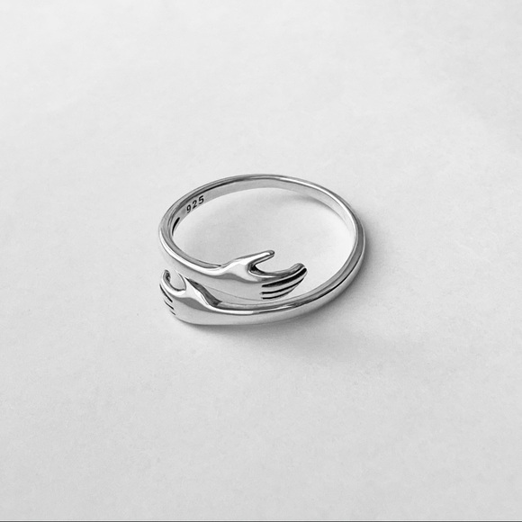 Sterling Silver Hugging Hands Ring, Claddagh Rings, Love Jewelry, Hand Hugs - Picture 10 of 13